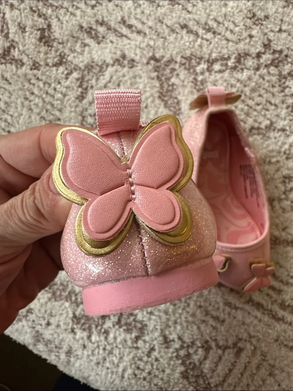 WICKED Pink Glitter Butterfly Flats Sz 8 Girls like new collector dress up